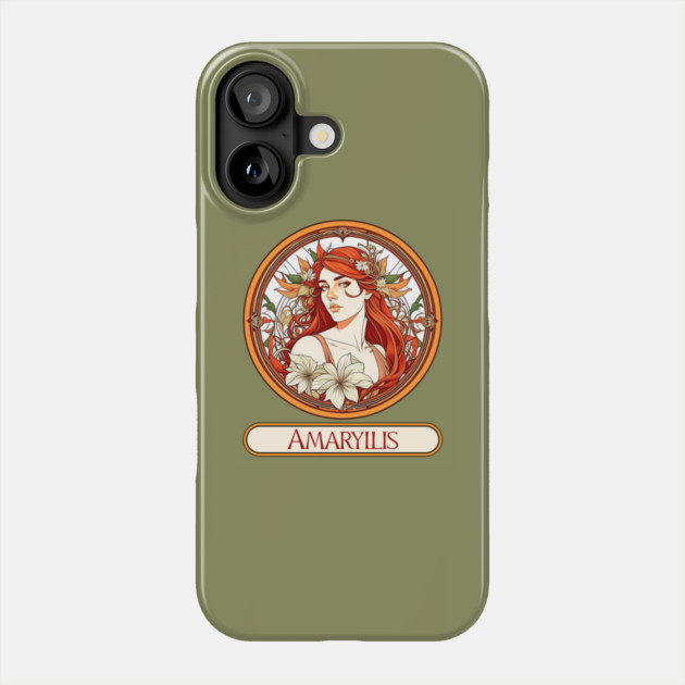 Art Nouveau Amaryllis Woman Phone Case by HolidayBug