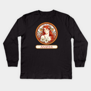 Art Nouveau Amaryllis Woman Kids Long Sleeve T-Shirt