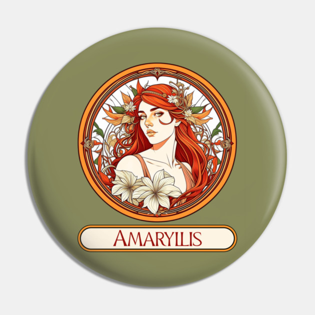 Art Nouveau Amaryllis Woman Pin by HolidayBug