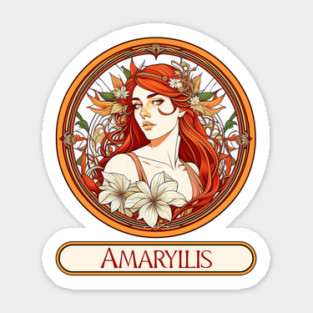 Art Nouveau Amaryllis Woman Sticker