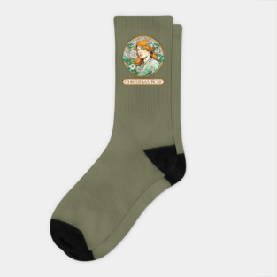 Art Nouveau Christmas Rose Woman Socks