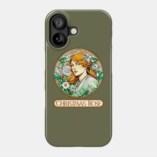 Art Nouveau Christmas Rose Woman Phone Case by HolidayBug