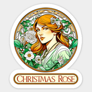 Art Nouveau Christmas Rose Woman Sticker