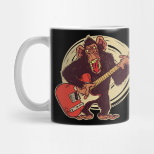 Vintage Chimpanzee Guitar Player Graphic Mug
