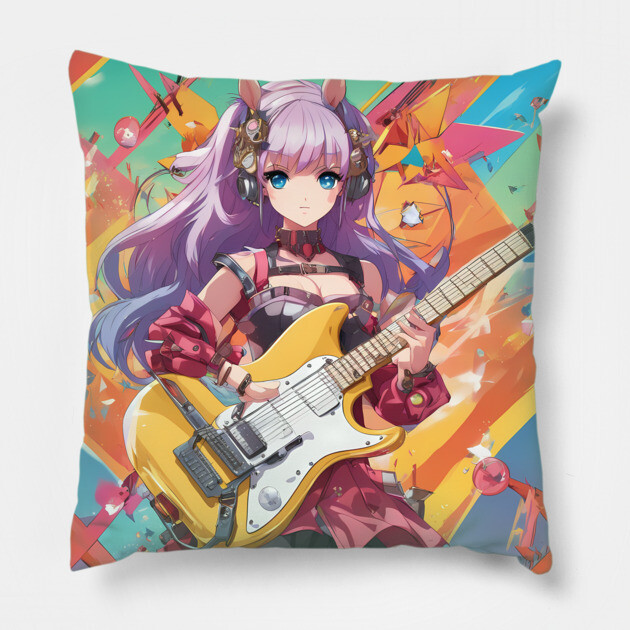 Bass Guitar Anime Pillow by animegirlnft