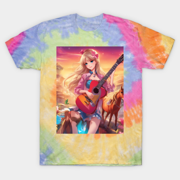Guitar Cowboy Horse T-Shirt by animegirlnft