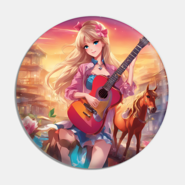 Guitar Cowboy Horse Pin by animegirlnft