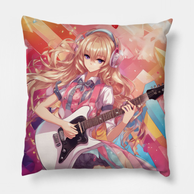 Vintage Artistic Guitar Pillow by animegirlnft