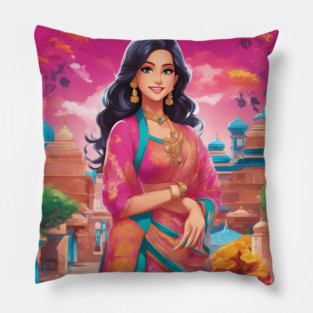 anime with an Indian style Pillow