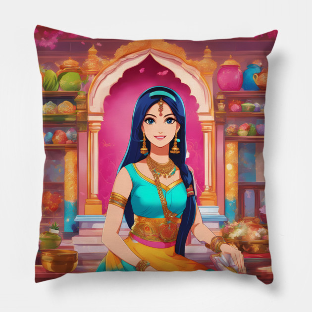 Sari Wear Anime Pillow by animegirlnft