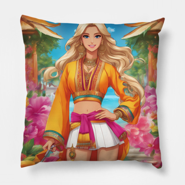 Paradise Adventure Pillow by animegirlnft