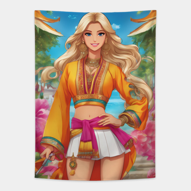 Paradise Adventure Tapestry by animegirlnft