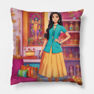 India and synthwave Pillow