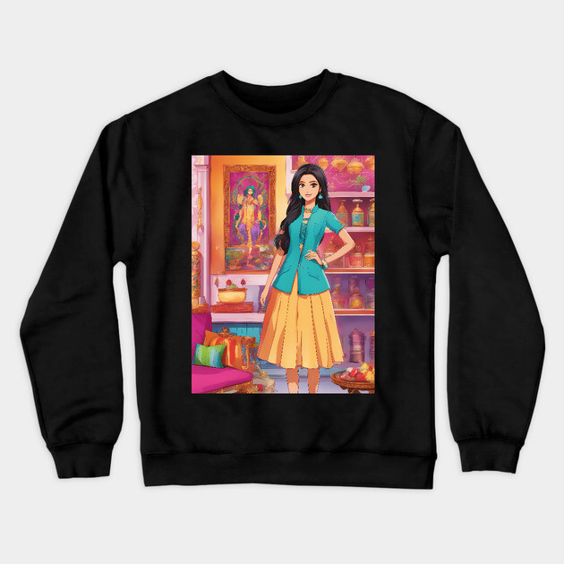 India and synthwave Crewneck Sweatshirt by animegirlnft