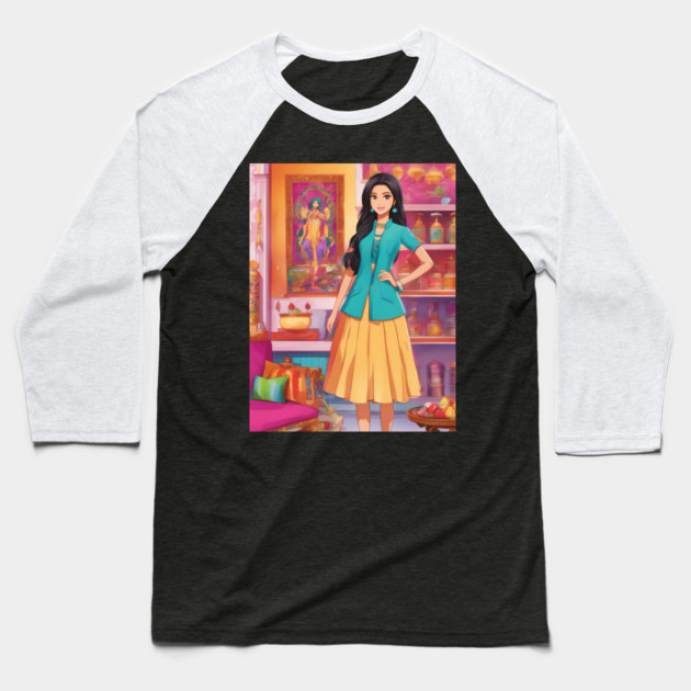 India and synthwave Baseball T-Shirt by animegirlnft