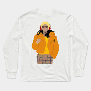 Only Murders In The Building, Mabel Mora Yellow Fur Coat & Red Beats Fan Art Long Sleeve T-Shirt