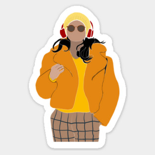 Only Murders In The Building, Mabel Mora Yellow Fur Coat & Red Beats Fan Art Sticker