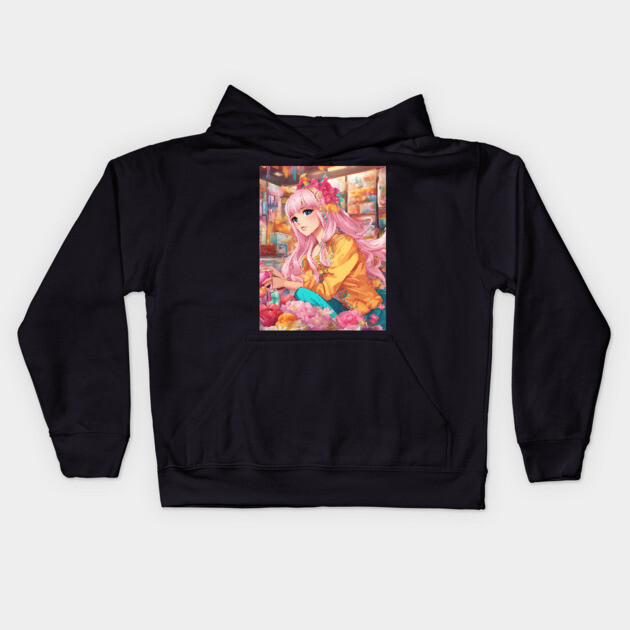 magazine Anime Kids Hoodie by animegirlnft