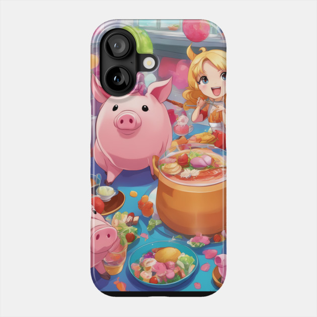 Moi Moi Let Pig Party Phone Case by animegirlnft