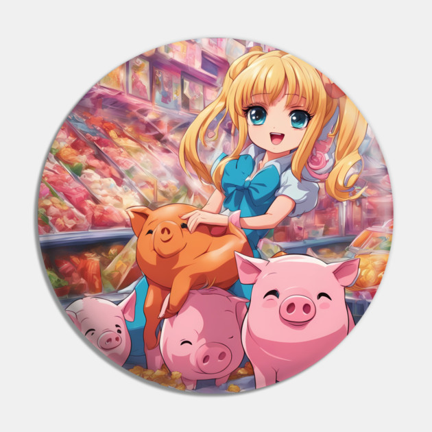 Playful Piggy Paradise Pin by animegirlnft