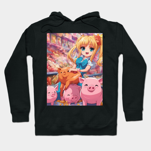 Playful Piggy Paradise Hoodie by animegirlnft