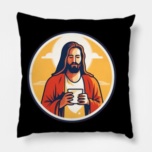 Christian Jesus Drinking Tea Pillow