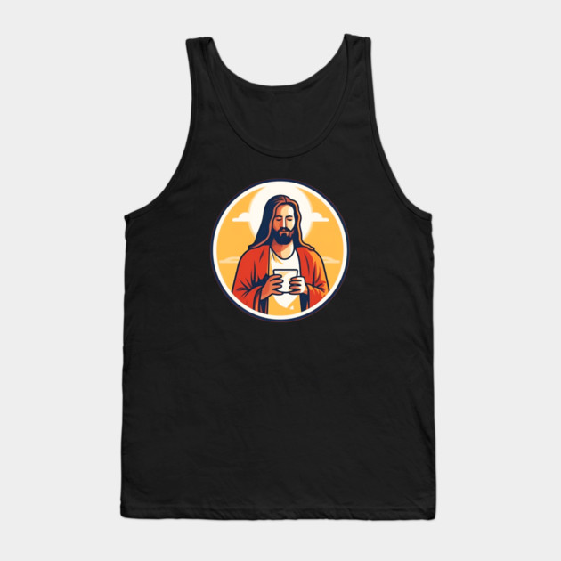 Christian Jesus Drinking Tea Tank Top by logiamerch