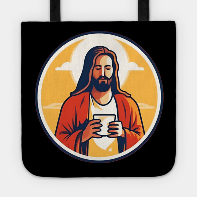 Christian Jesus Drinking Tea Tote by logiamerch
