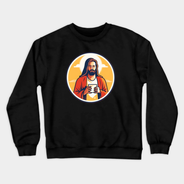 Christian Jesus Drinking Tea Crewneck Sweatshirt by logiamerch