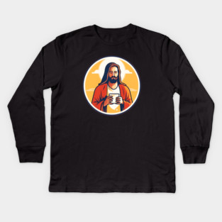 Christian Jesus Drinking Tea Kids Long Sleeve T-Shirt