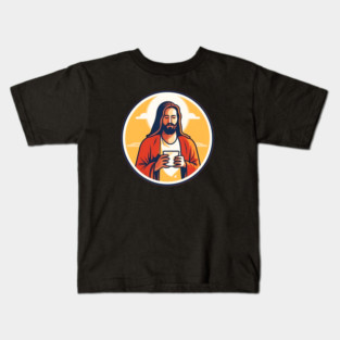 Christian Jesus Drinking Tea Kids T-Shirt