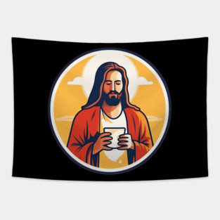 Christian Jesus Drinking Tea Tapestry