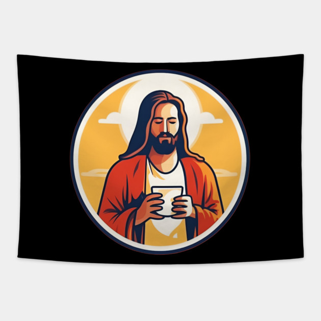 Christian Jesus Drinking Tea Tapestry by logiamerch