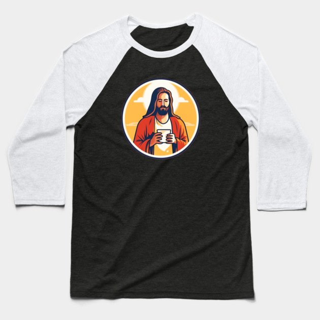 Christian Jesus Drinking Tea Baseball T-Shirt by logiamerch