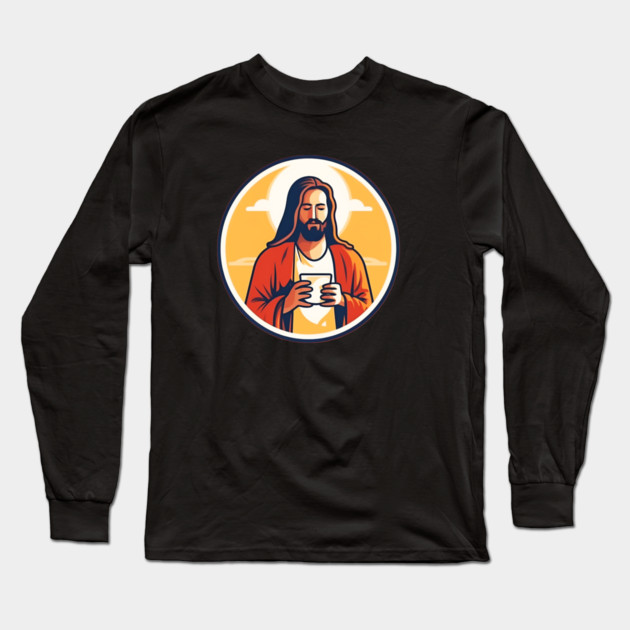 Christian Jesus Drinking Tea Long Sleeve T-Shirt by logiamerch