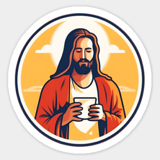 Christian Jesus Drinking Tea Sticker