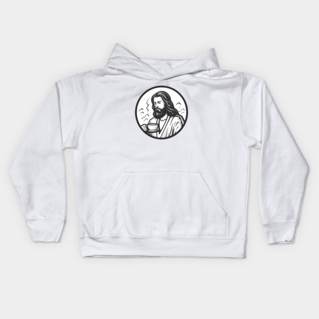 Christian Jesus Drinking Tea Kids Hoodie by logiamerch