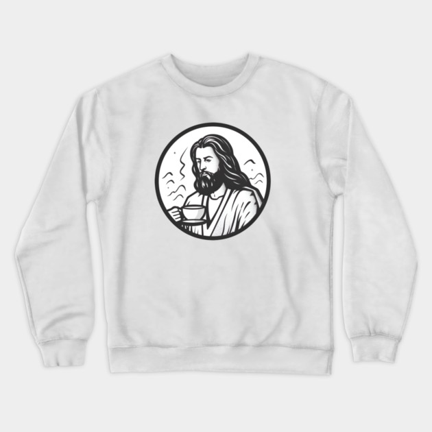 Christian Jesus Drinking Tea Crewneck Sweatshirt by logiamerch