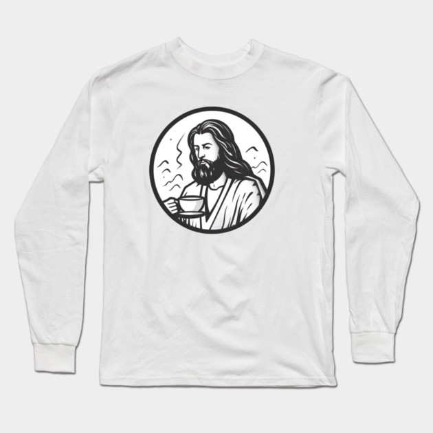 Christian Jesus Drinking Tea Long Sleeve T-Shirt by logiamerch