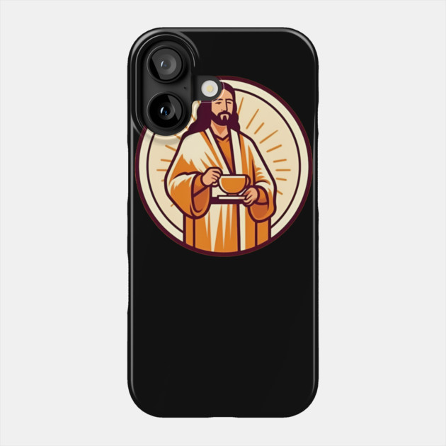 Christian Jesus Drinking Tea Phone Case by logiamerch