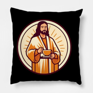 Christian Jesus Drinking Tea Pillow