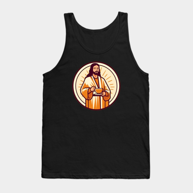 Christian Jesus Drinking Tea Tank Top by logiamerch