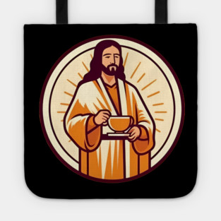 Christian Jesus Drinking Tea Tote