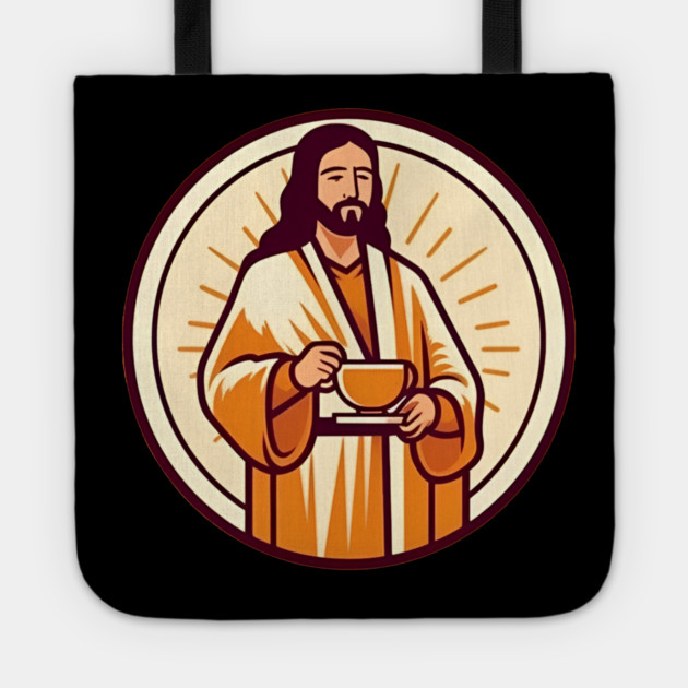 Christian Jesus Drinking Tea Tote by logiamerch