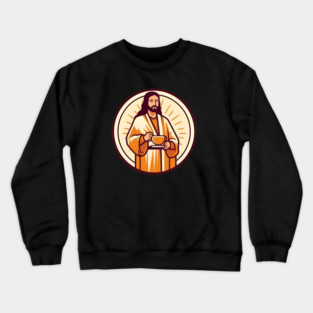 Christian Jesus Drinking Tea Crewneck Sweatshirt