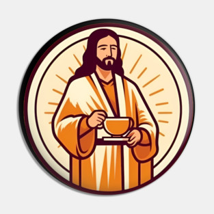 Christian Jesus Drinking Tea Pin