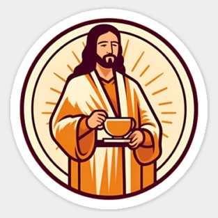 Christian Jesus Drinking Tea Sticker