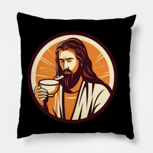 Christian Jesus Drinking Tea Pillow