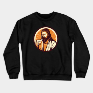 Christian Jesus Drinking Tea Crewneck Sweatshirt