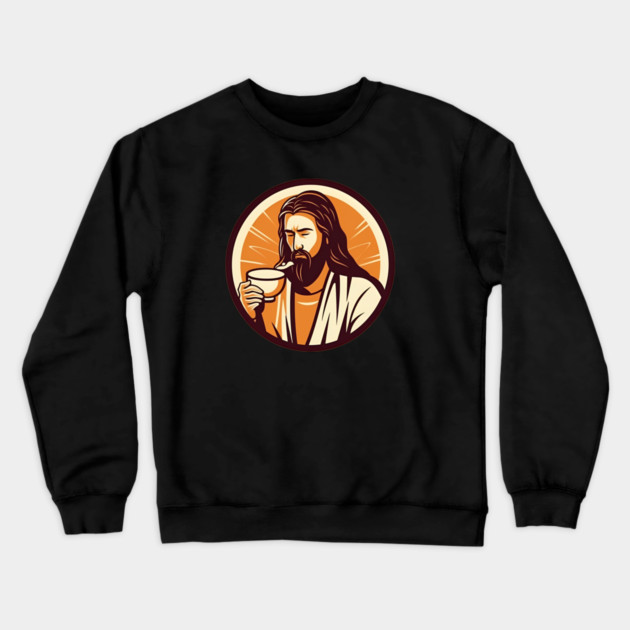 Christian Jesus Drinking Tea Crewneck Sweatshirt by logiamerch